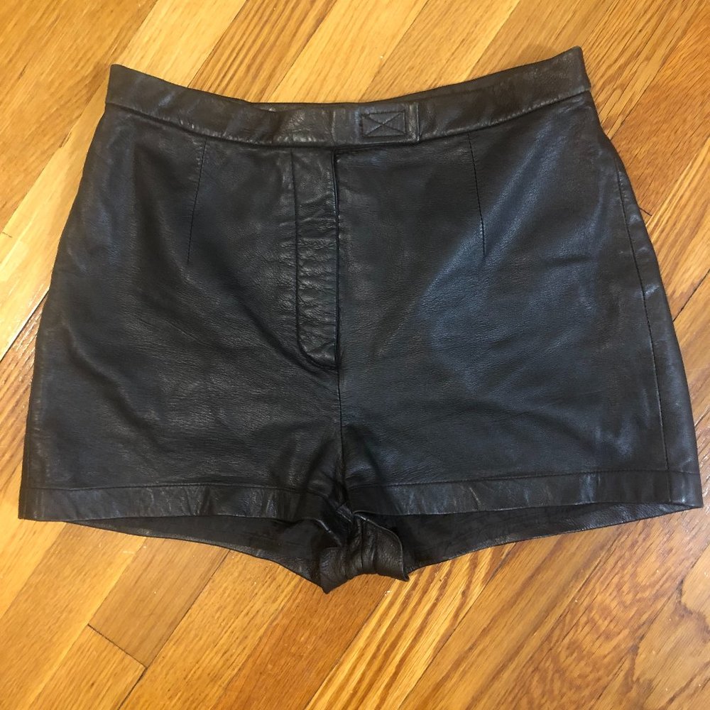 Reformation Reworked Vintage Black Leather Shorts